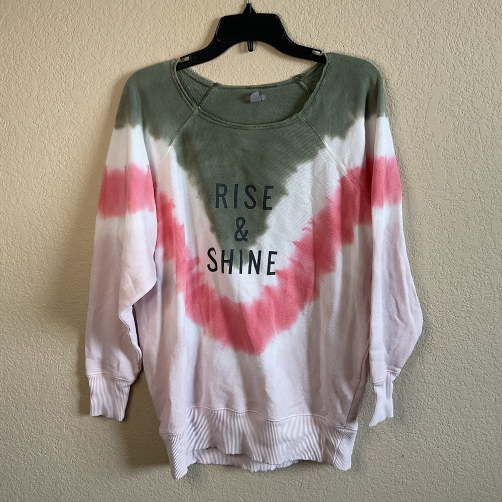 Aerie Womens XS Rise & Shine Oversized Graphic Tie-Dye Pullover‎